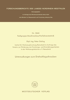 Untersuchungen zum Drehschlagschrauben