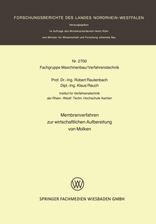 Front cover_Membranverfahren zur wirtschaftlichen Aufbereitung von Molken