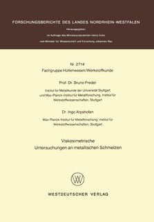 Couverture_Viskosimetrische Untersuchungen an metallischen Schmelzen