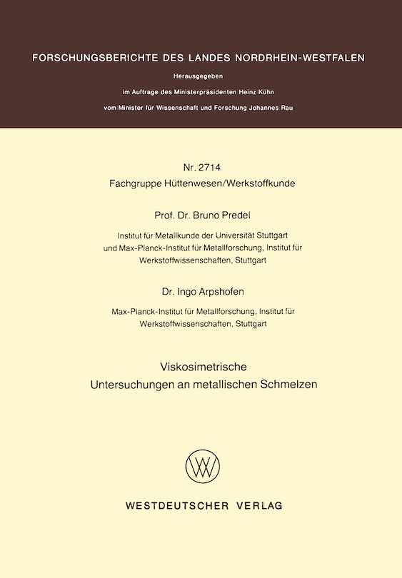 Couverture_Viskosimetrische Untersuchungen an metallischen Schmelzen