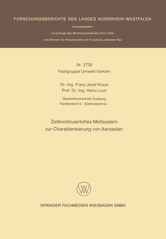 Couverture_Zeitkontinuierliches Meßsystem zur Charakterisierung von Aerosolen