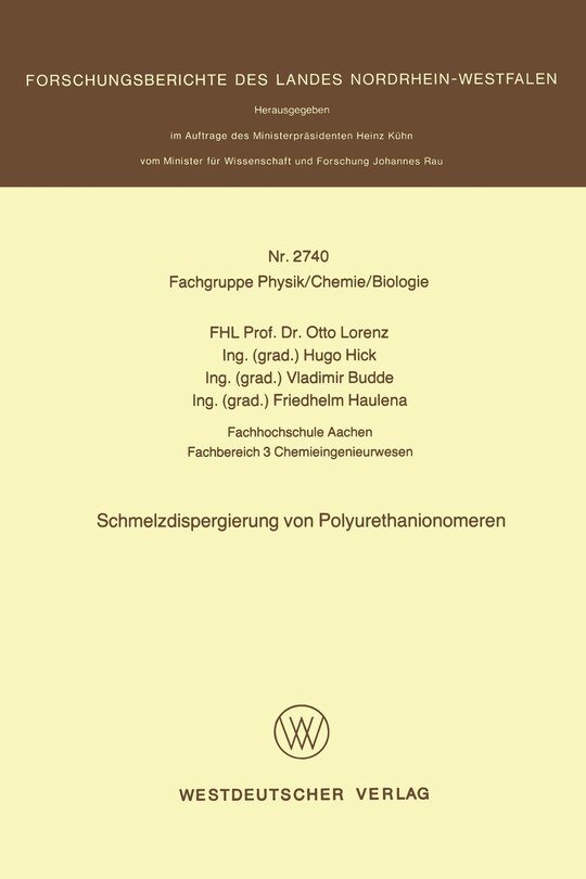 Front cover_Schmelzdispergierung von Polyurethanionomeren
