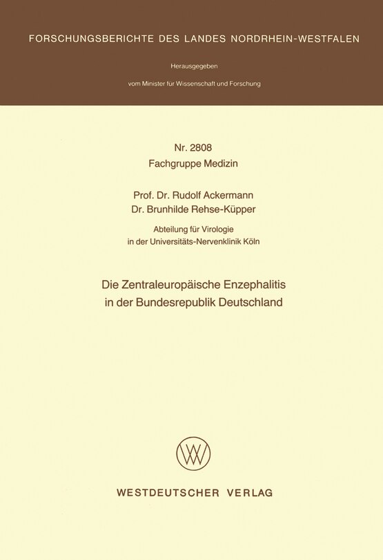 Front cover_Die Zentraleuropäische Enzephalitis in der Bundesrepublik Deutschland