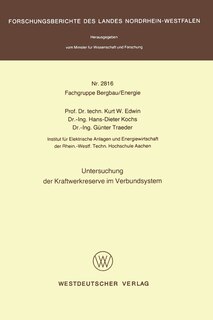 Couverture_Untersuchung der Kraftwerkreserve im Verbundsystem