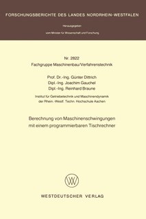 Berechnung Von Maschinenschwingungen Mit Einem Programmierbaren Tischrechner