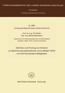 Couverture_Definition und Prüfung von Kriterien zur Bestimmung systematischer und zufälliger Fehler von Drei-Koordinaten-Meßgeräten
