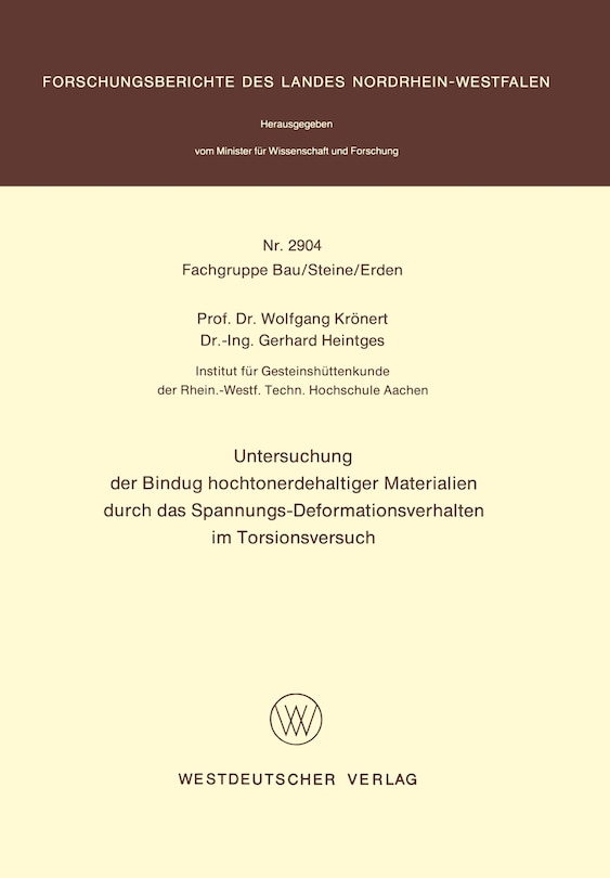 Front cover_Untersuchung der Bindung hochtonerdehaltiger Materialien durch das Spannungs-Deformationsverhalten im Torsionsversuch