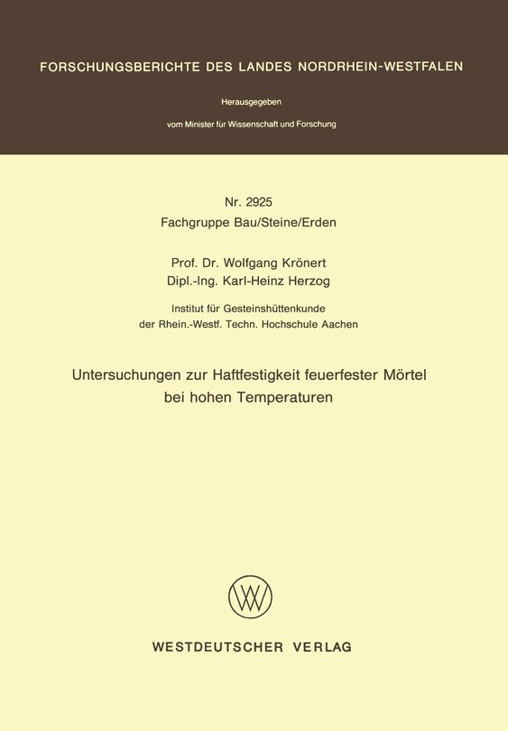 Front cover_Untersuchungen zur Haftfestigkeit feuerfester Mörtel bei hohen Temperaturen