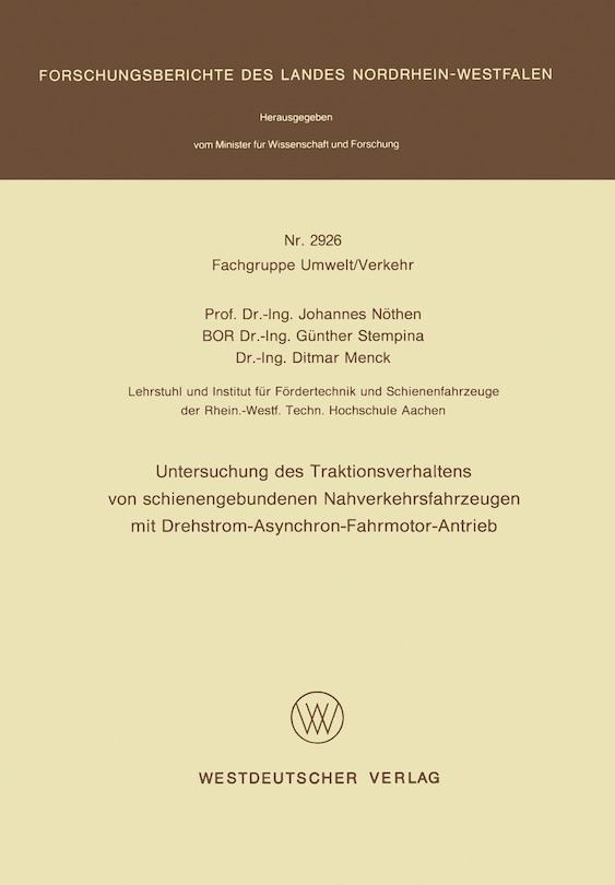 Couverture_Untersuchung des Traktionsverhaltens von schienengebundenen Nahverkehrsfahrzeugen mit Drehstrom-Asynchron-Fahrmotor-Antrieb