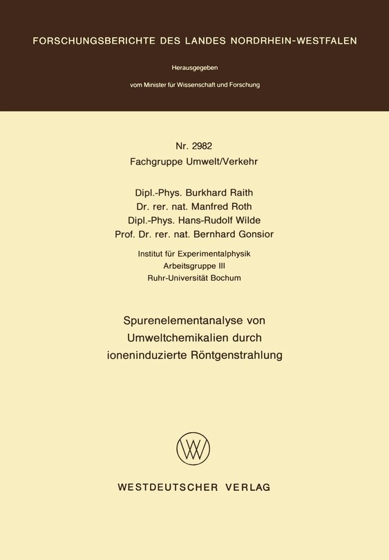 Couverture_Spurenelementanalyse von Umweltchemikalien durch ioneninduzierte Röntgenstrahlung