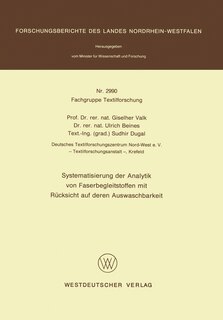 Front cover_Systematisierung der Analytik von Faserbegleitstoffen mit Rücksicht auf deren Auswaschbarkeit