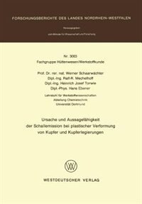 Front cover_Ursache und Aussagefähigkeit der Schallemission bei plastischer Verformung von Kupfer und Kupferlegierungen
