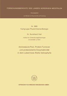Front cover_Aminosäure-Pool, Protein-Turnover und proteolytische Enzymaktivität in dem Lebermoos Riella helicophylla