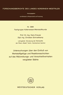 Front cover_Untersuchungen über den Einfluß von Werkstoffgefüge und Reaktionsschichten auf das Wälzreibungs- und Verschleißverhalten vergüteter Stähle