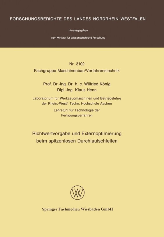 Front cover_Richtwertvorgabe und Externoptimierung beim spitzenlosen Durchlaufschleifen
