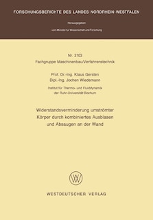 Couverture_Widerstandsverminderung Umströmter Körper Durch Kombiniertes Ausblasen Und Absaugen An Der Wand