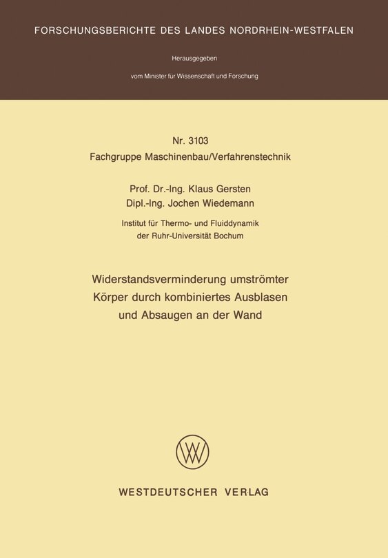 Couverture_Widerstandsverminderung Umströmter Körper Durch Kombiniertes Ausblasen Und Absaugen An Der Wand