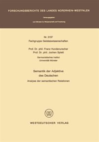 Front cover_Semantik der Adjektive des Deutschen