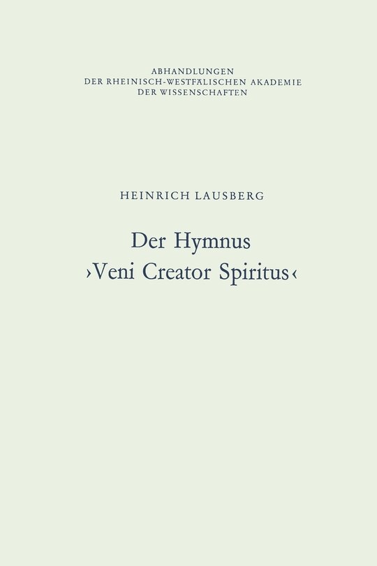 Front cover_Der Hymnus >Veni Creator Spiritus