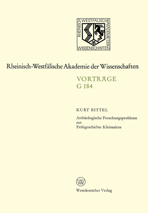Front cover_Archäologische Forschungsprobleme zur Frühgeschichte Kleinasiens