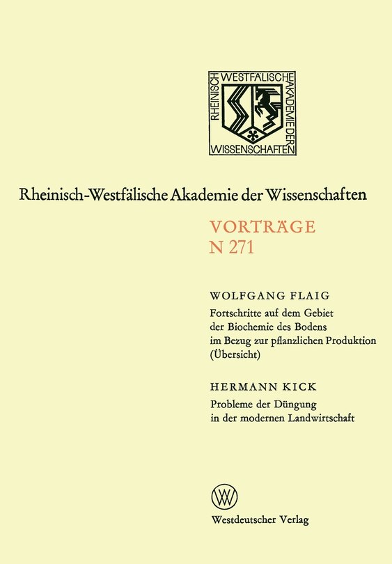 Front cover_Fortschritte auf dem Gebiet der Biochemie des Bodens im Bezung zur pflanzlichen Produktion (Übersicht). Probleme der Düngung in der modernen Landwirtschaft