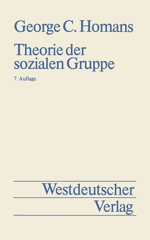 Front cover_Theorie der sozialen Gruppe