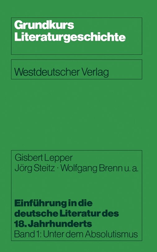 Front cover_Einführung in die deutsche Literatur des 18. Jahrhunderts