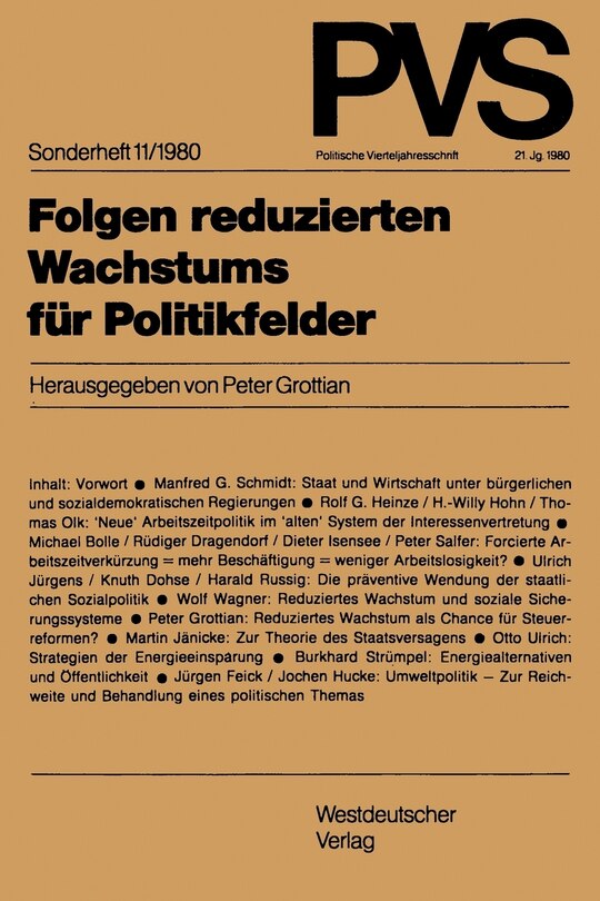 Front cover_Folgen reduzierten Wachstums für Politikfelder