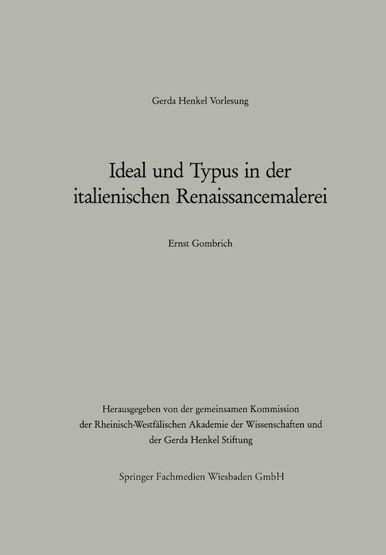 Front cover_Ideal und Typus in der italienischen Renaissancemalerei
