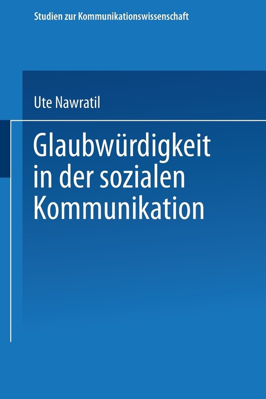 Front cover_Glaubwürdigkeit in der sozialen Kommunikation
