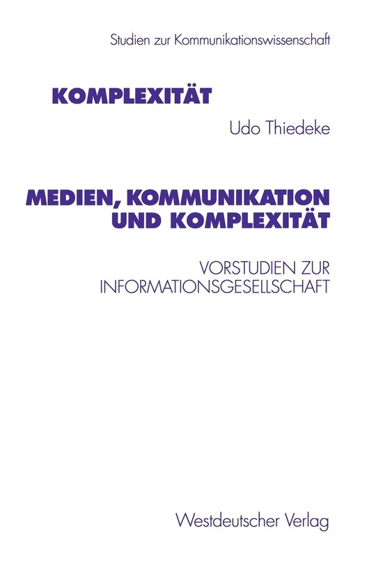Front cover_Medien, Kommunikation und Komplexität