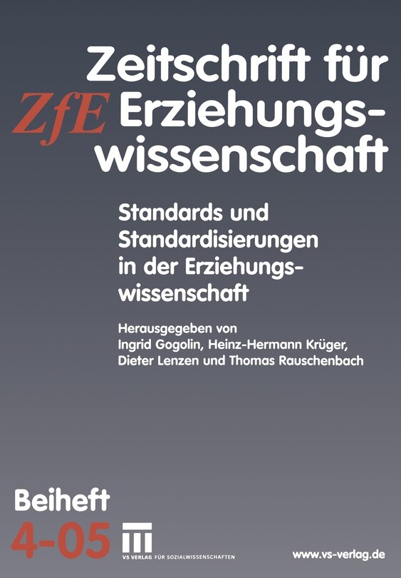 Front cover_Standards und Standardisierungen in der Erziehungswissenschaft