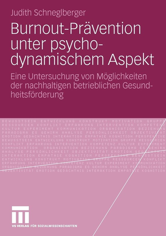 Front cover_Burnout-Prävention unter psychodynamischem Aspekt