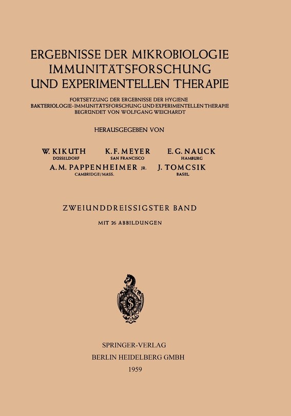 Front cover_Ergebnisse der Mikrobiologie Immunitätsforschung und Experimentellen Therapie