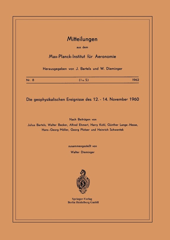 Front cover_Die Geophysikalischen Ereignisse des 12. bis 14. November 1960