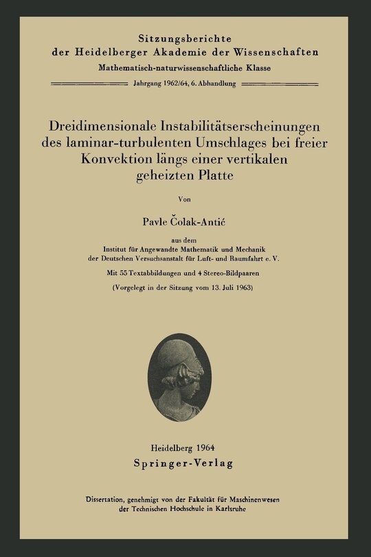 Front cover_Dreidimensionale Instabilitätserscheinungen Des Laminar-turbulenten Umschlages Bei Freier Konvektion Längs Einer Vertikalen Geheizten Platte