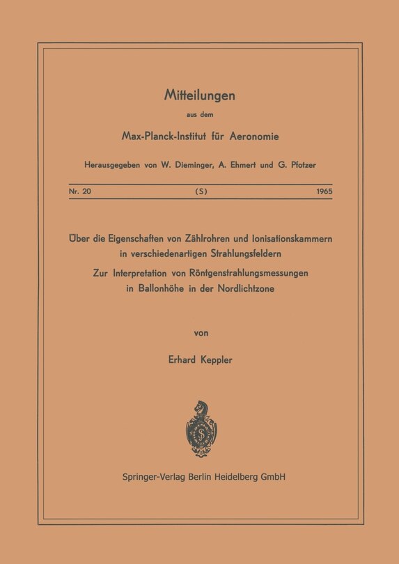 Front cover_Über die Eigenschaften von Zählrohren und Ionisationskammern in verschiedenartigen Strahlungsfeldern