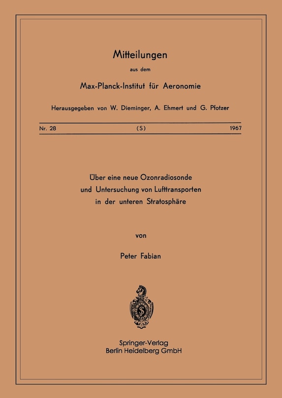 Front cover_Über eine Neue Ozonradiosonde und Untersuchung von Lufttransporten in der Unteren Stratosphäre