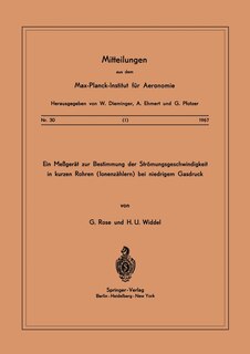 Front cover_Ein Messgerät Zur Bestimmung Der Strömungsgeschwindigkeit In Kurzen Rohren ( Ionenzählern ) Bei Niedrigem Gasdruck