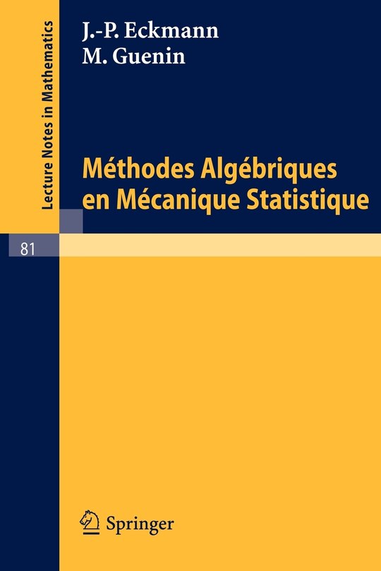 Couverture_Methodes Algebriques en Mecanique Statistique