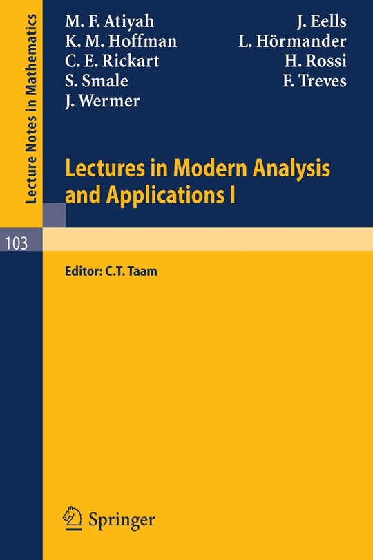Front cover_Lectures in Modern Analysis and Applications I