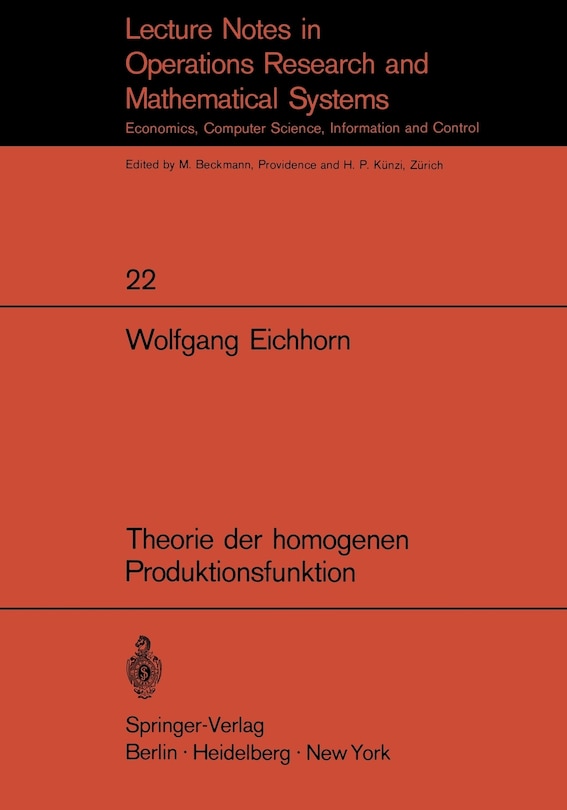 Front cover_Theorie der homogenen Produktionsfunktion