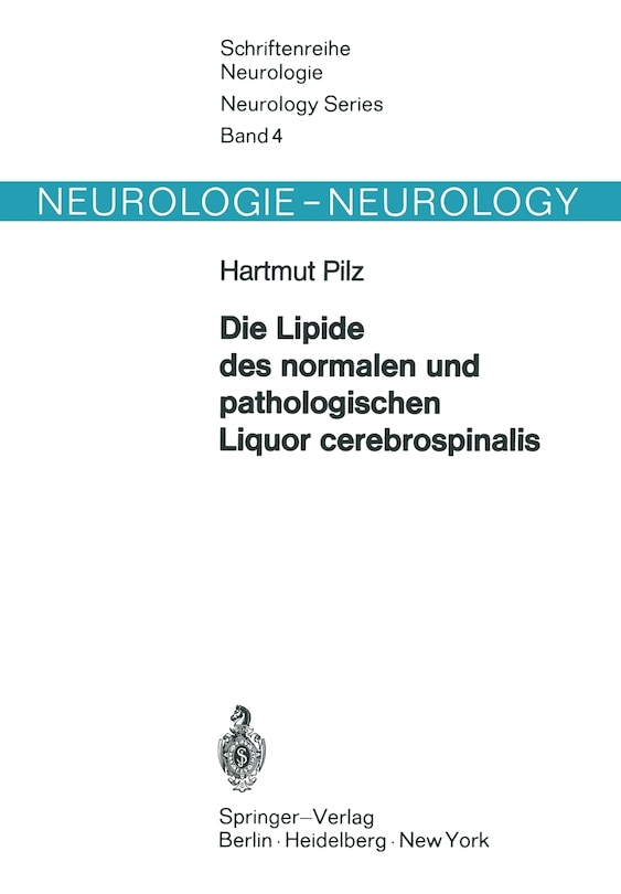Front cover_Die Lipide des normalen und pathologischen Liquor cerebrospinalis