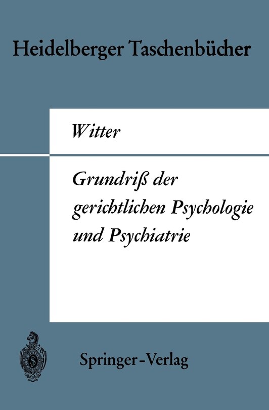 Front cover_Grundriß der gerichtlichen Psychologie und Psychiatrie