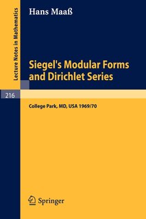 Front cover_Siegel's Modular Forms and Dirichlet Series