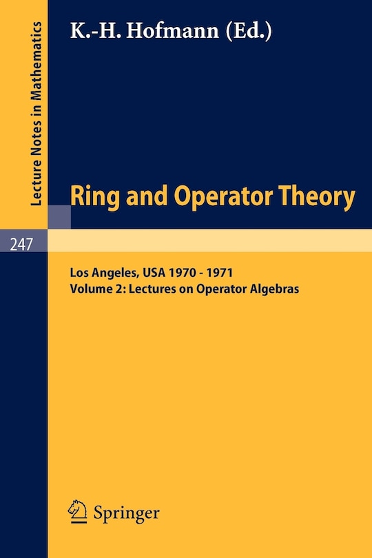 Front cover_Tulane University Ring and Operator Theory Year, 1970-1971