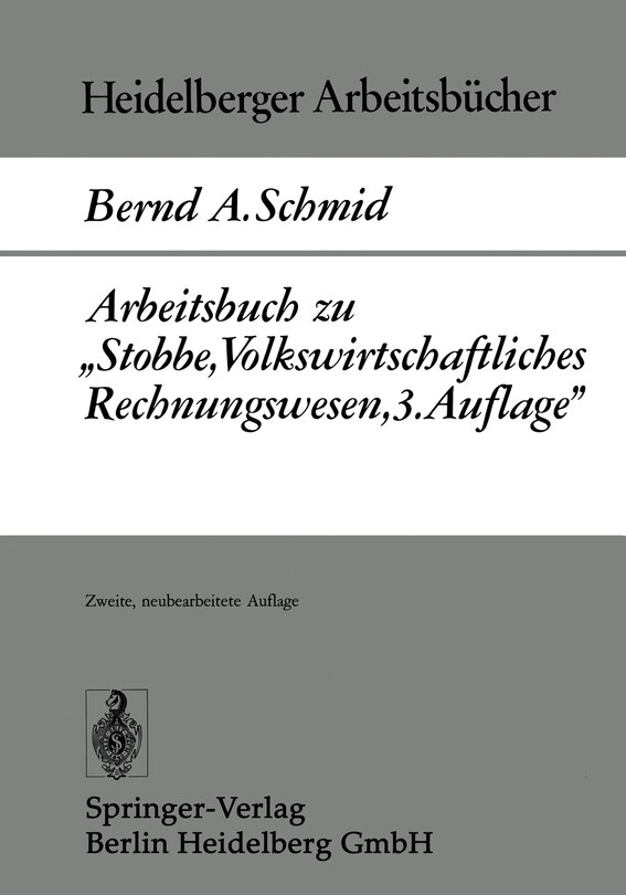 Front cover_Arbeitsbuch Zu Stobbe, Volkswirtschaftliches Rechnungswesen, 3.Auflage