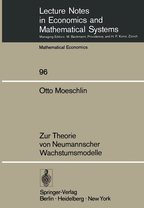 Front cover_Zur Theorie von Neumannscher Wachstumsmodelle