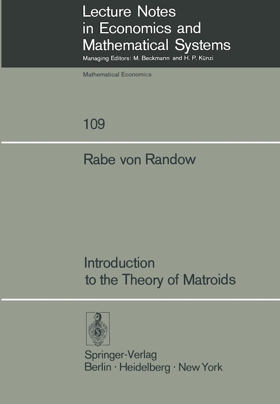 Front cover_Introduction to the Theory of Matroids