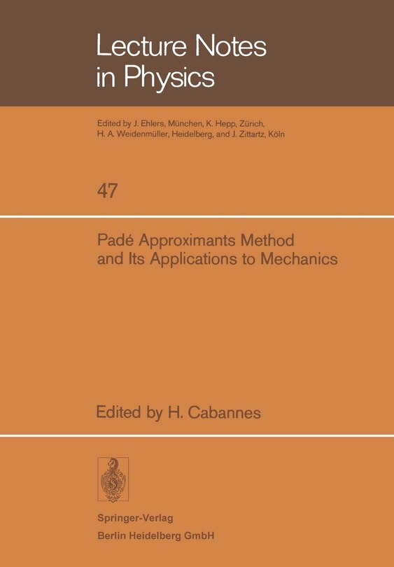 Couverture_Padé Approximants Method and Its Applications to Mechanics